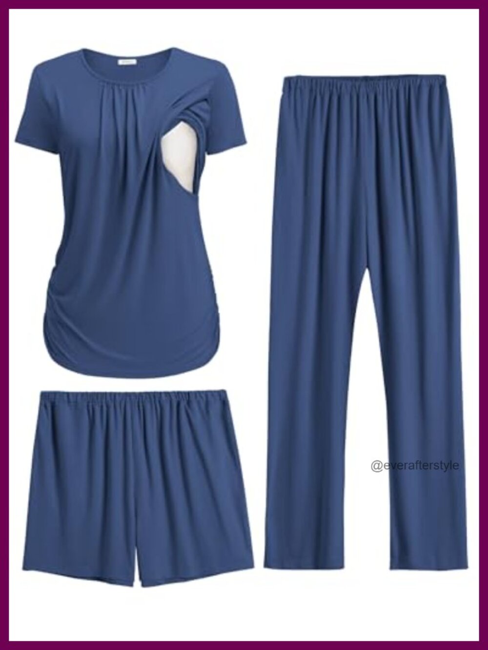 Ekouaer Maternity Nursing Pajama Set 3 Piece Postpartum Breastfeeding PJs